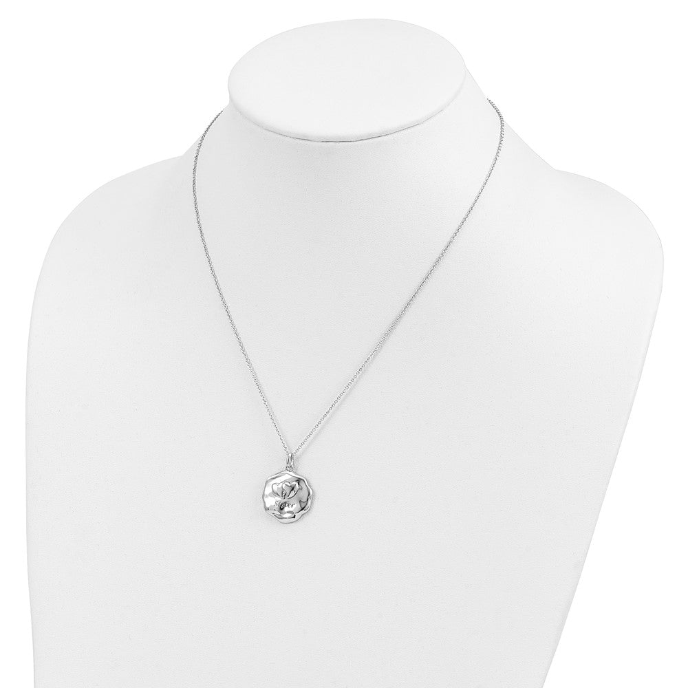 Sterling Silver Sentimental Expressions Rhodium-Plated Antiqued For You My Sister 18In. Necklace