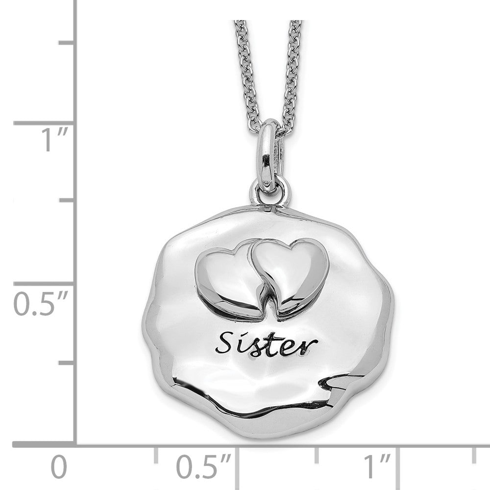 Sterling Silver Sentimental Expressions Rhodium-Plated Antiqued For You My Sister 18In. Necklace