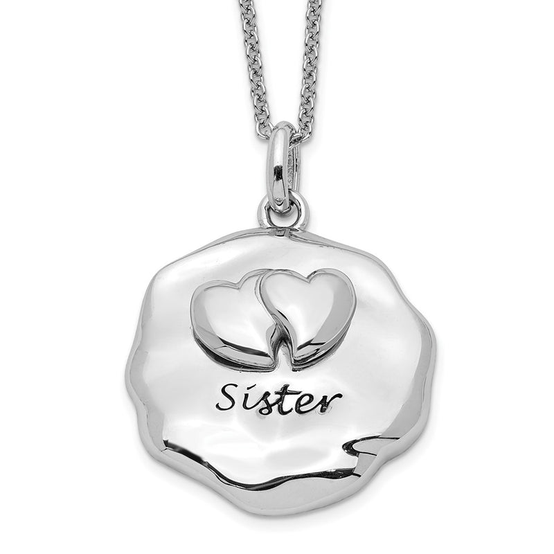 Sterling Silver Sentimental Expressions Rhodium-Plated Antiqued For You My Sister 18In. Necklace