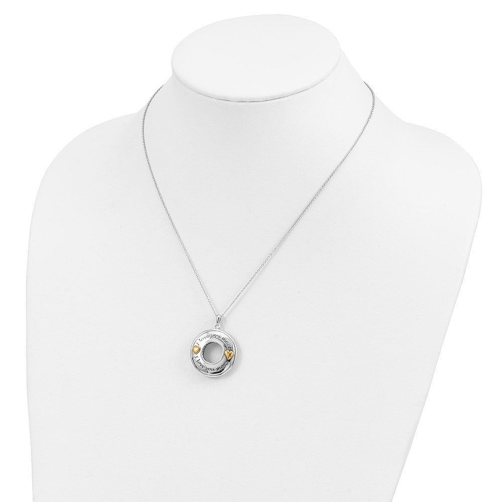 Sterling Silver Sentimental Expressions Gold-Plated Antiqued Cz I Love You More 18In. Necklace