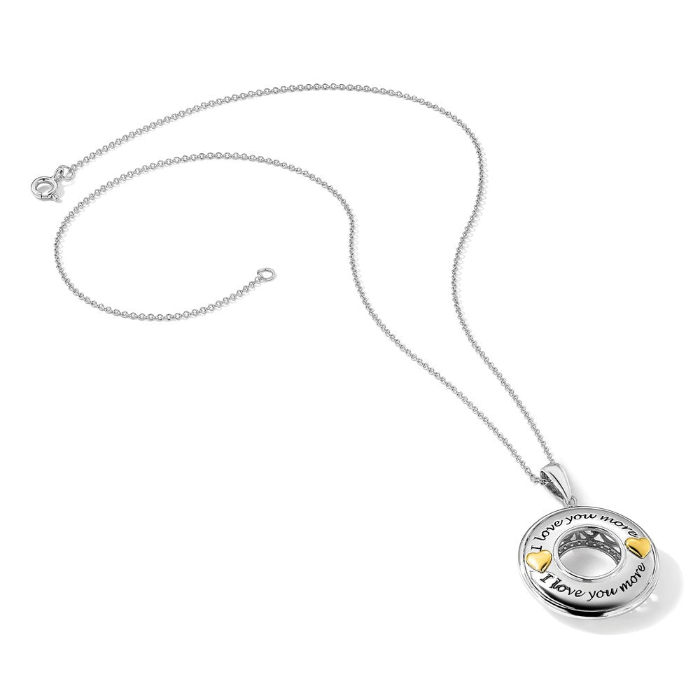 Sterling Silver Sentimental Expressions Gold-Plated Antiqued Cz I Love You More 18In. Necklace