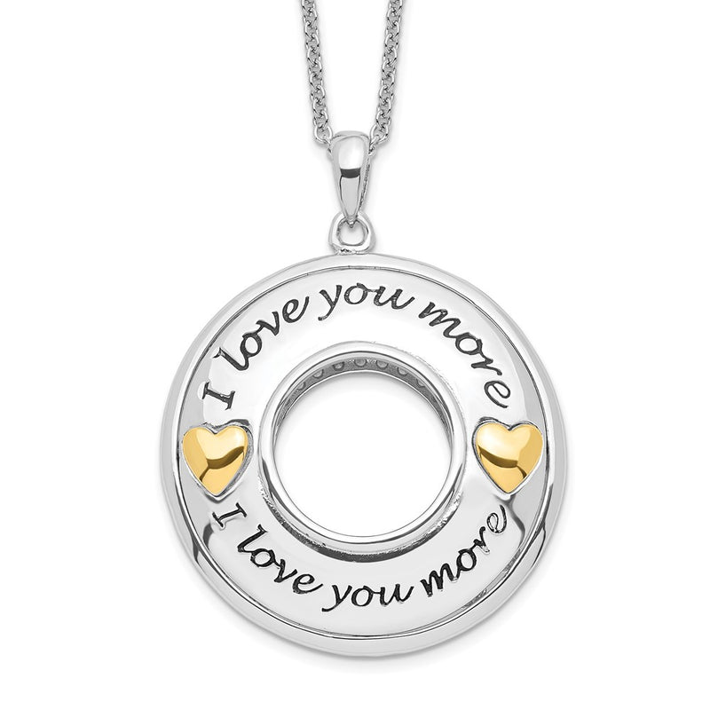 Sterling Silver Sentimental Expressions Gold-Plated Antiqued Cz I Love You More 18In. Necklace