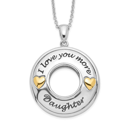Sterling Silver Sentimental Expressions Gold-Plated Antique Cz I Love You More Daughter 18In Necklace