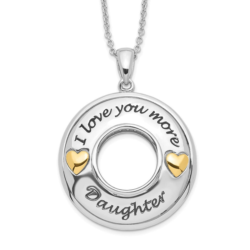 Sterling Silver Sentimental Expressions Gold-Plated Antique Cz I Love You More Daughter 18In Necklace