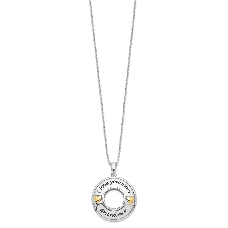 Sterling Silver Sentimental Expressions Gold-Plated Antique Cz I Love You More Grandma 18In Necklace