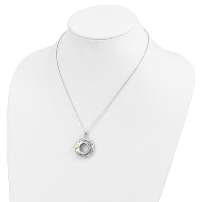 Sterling Silver Sentimental Expressions Gold-Plated Antique Cz I Love You More Grandma 18In Necklace