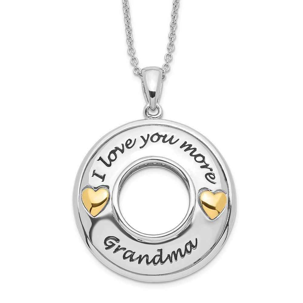 Sterling Silver Sentimental Expressions Gold-Plated Antique Cz I Love You More Grandma 18In Necklace