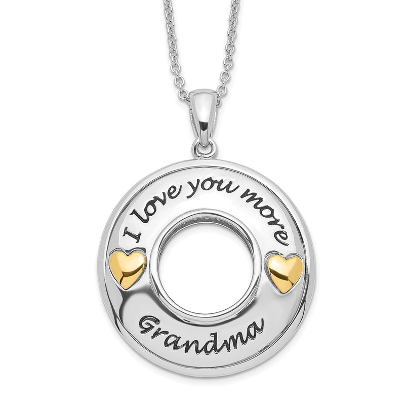 Sterling Silver Sentimental Expressions Gold-Plated Antique Cz I Love You More Grandma 18In Necklace