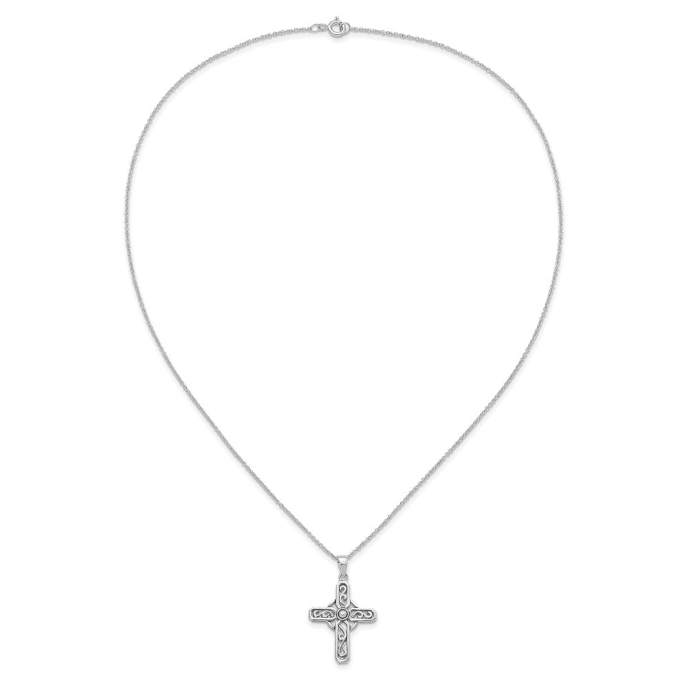 Sterling Silver Sentimental Expressions Rhodium-Plated Prayer Cross 18In. Necklace