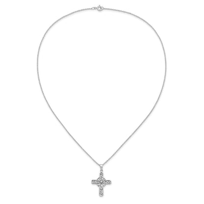 Sterling Silver Sentimental Expressions Rhodium-Plated Prayer Cross 18In. Necklace