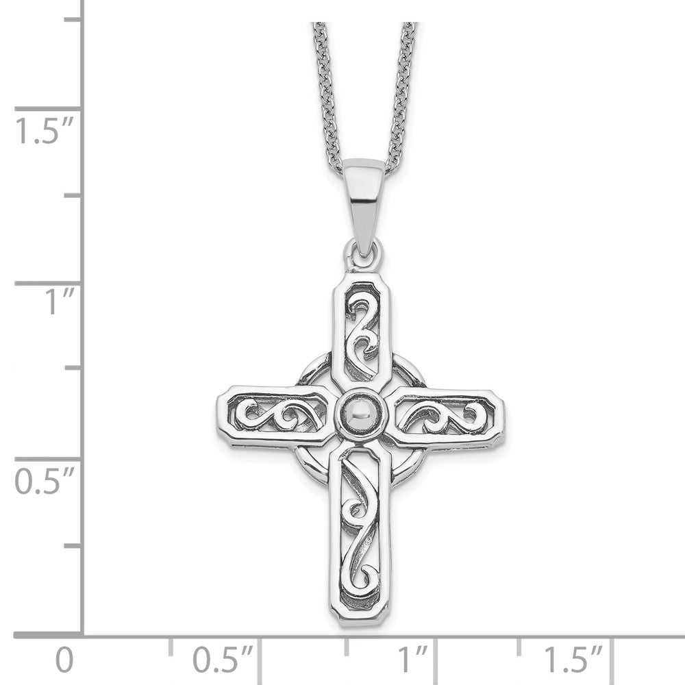 Sterling Silver Sentimental Expressions Rhodium-Plated Prayer Cross 18In. Necklace
