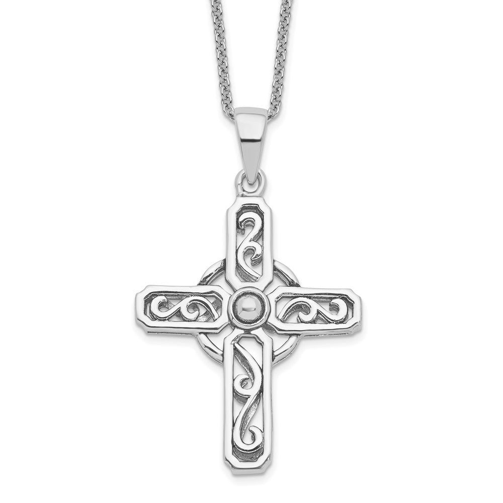 Sterling Silver Sentimental Expressions Rhodium-Plated Prayer Cross 18In. Necklace