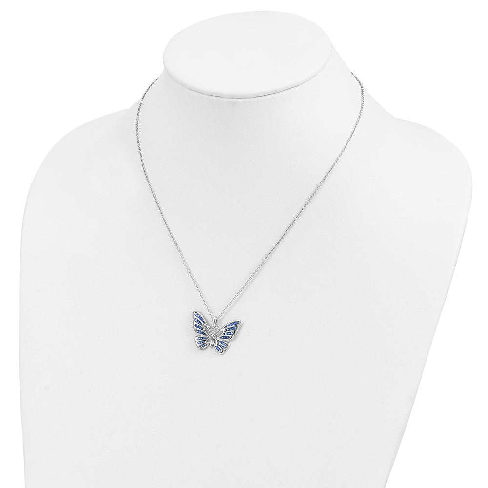 Sterling Silver Sentimental Expressions Rhodium-Plated Swarovski Crystal Never Give Up Butterfly 18In Necklace