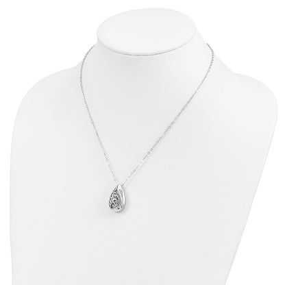 Sterling Silver Sentimental Expressions Rhodium-Plated Antiqued Teardrop Ash Holder 18 Inch Necklace