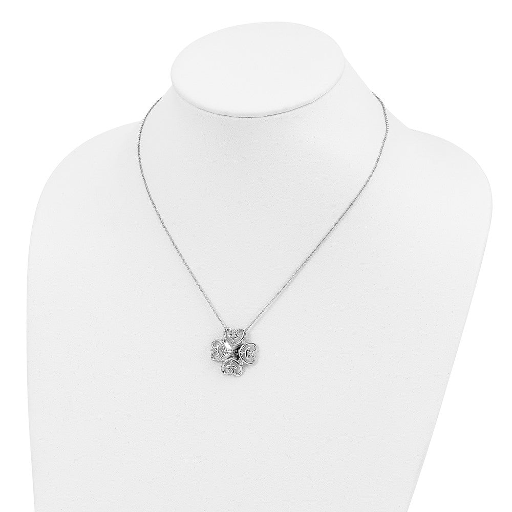 Sterling Silver Sentimental Expressions Rhodium-Plated Cz Antiqued You Are My Refuge 18In. Necklace