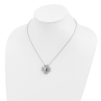 Sterling Silver Sentimental Expressions Rhodium-Plated Cz Antiqued You Are My Refuge 18In. Necklace