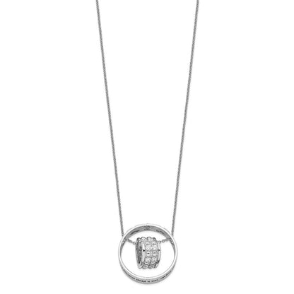 Sterling Silver Sentimental Expressions Rhodium-Plated Cz Antiqued Mother And Daughter 18 Inch Necklace