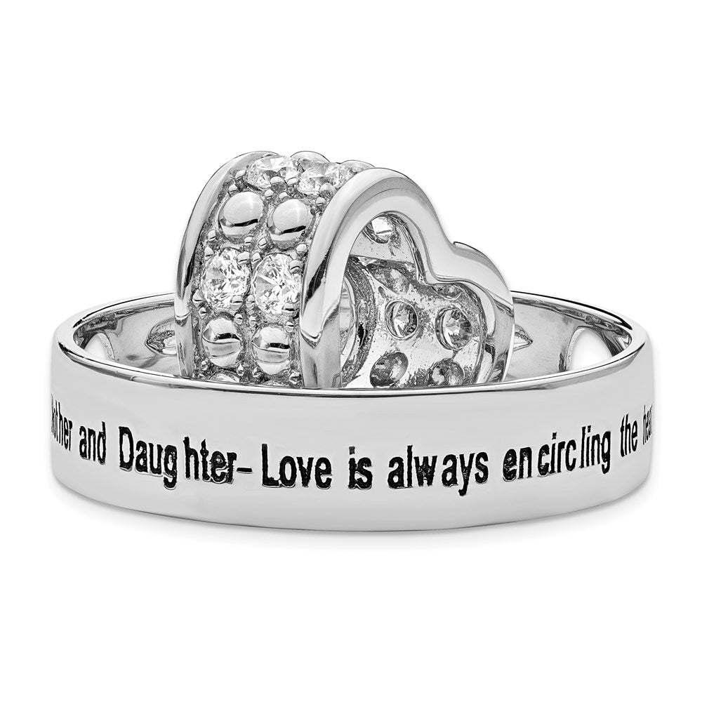 Sterling Silver Sentimental Expressions Rhodium-Plated Cz Antiqued Mother And Daughter 18 Inch Necklace