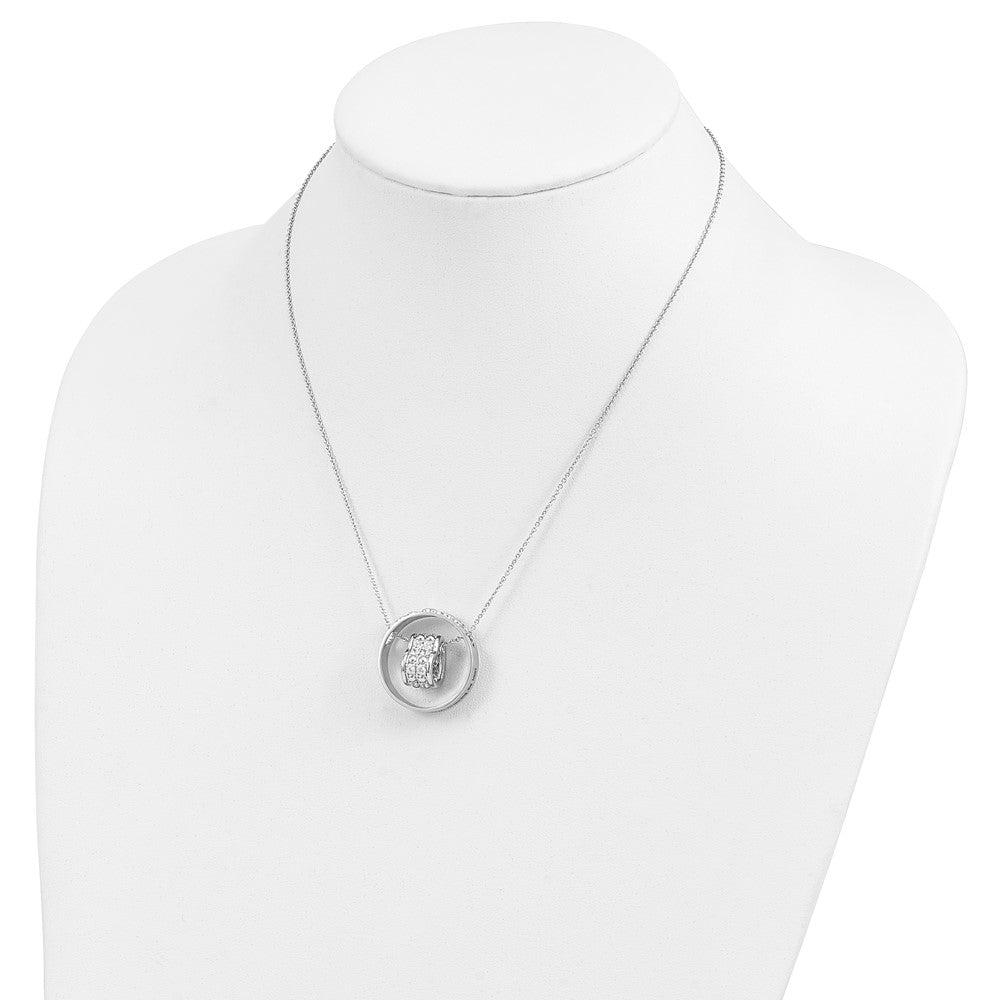 Sterling Silver Sentimental Expressions Rhodium-Plated Cz Antiqued Mother And Daughter 18 Inch Necklace