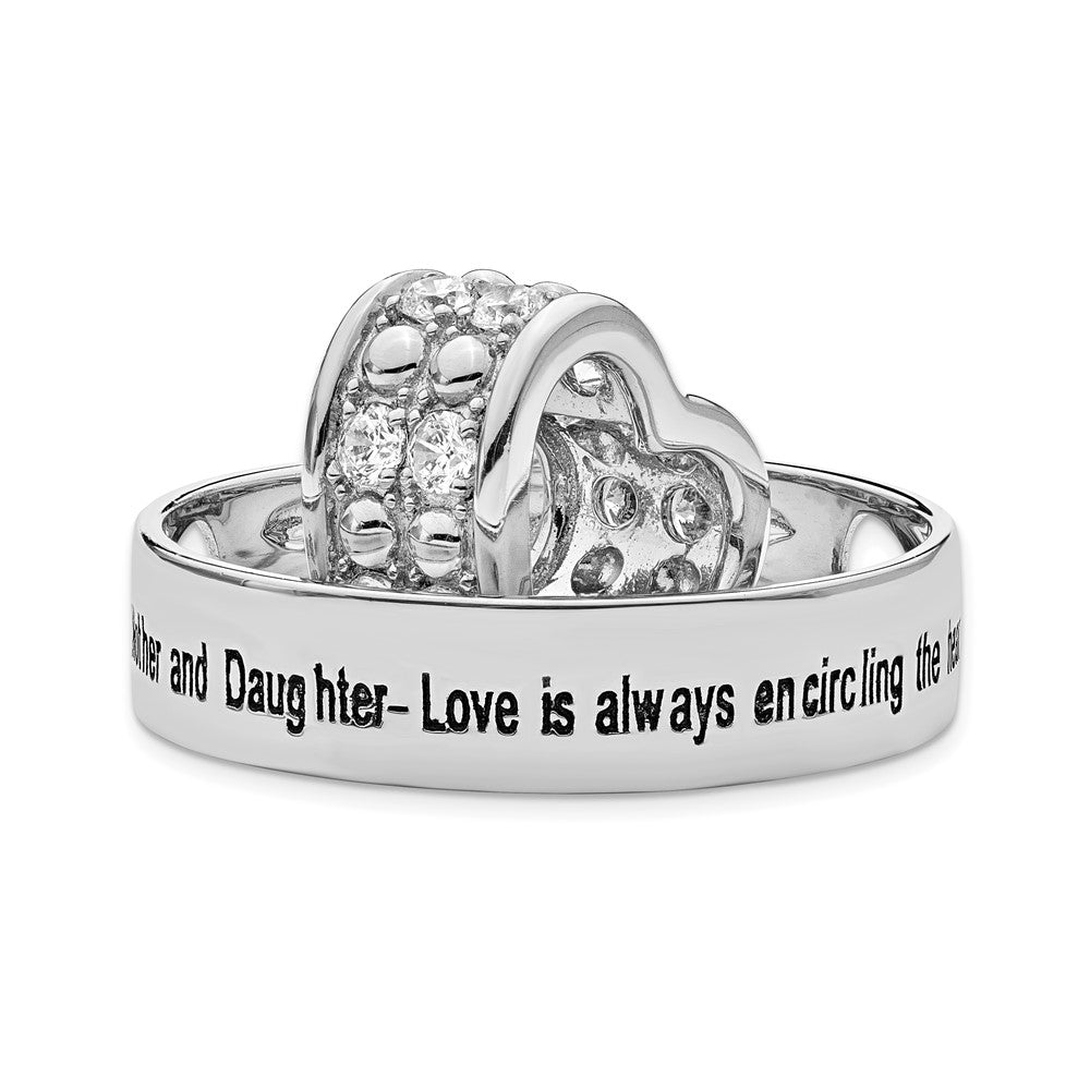 Sterling Silver Sentimental Expressions Rhodium-Plated Cz Antiqued Mother And Daughter 18 Inch Necklace