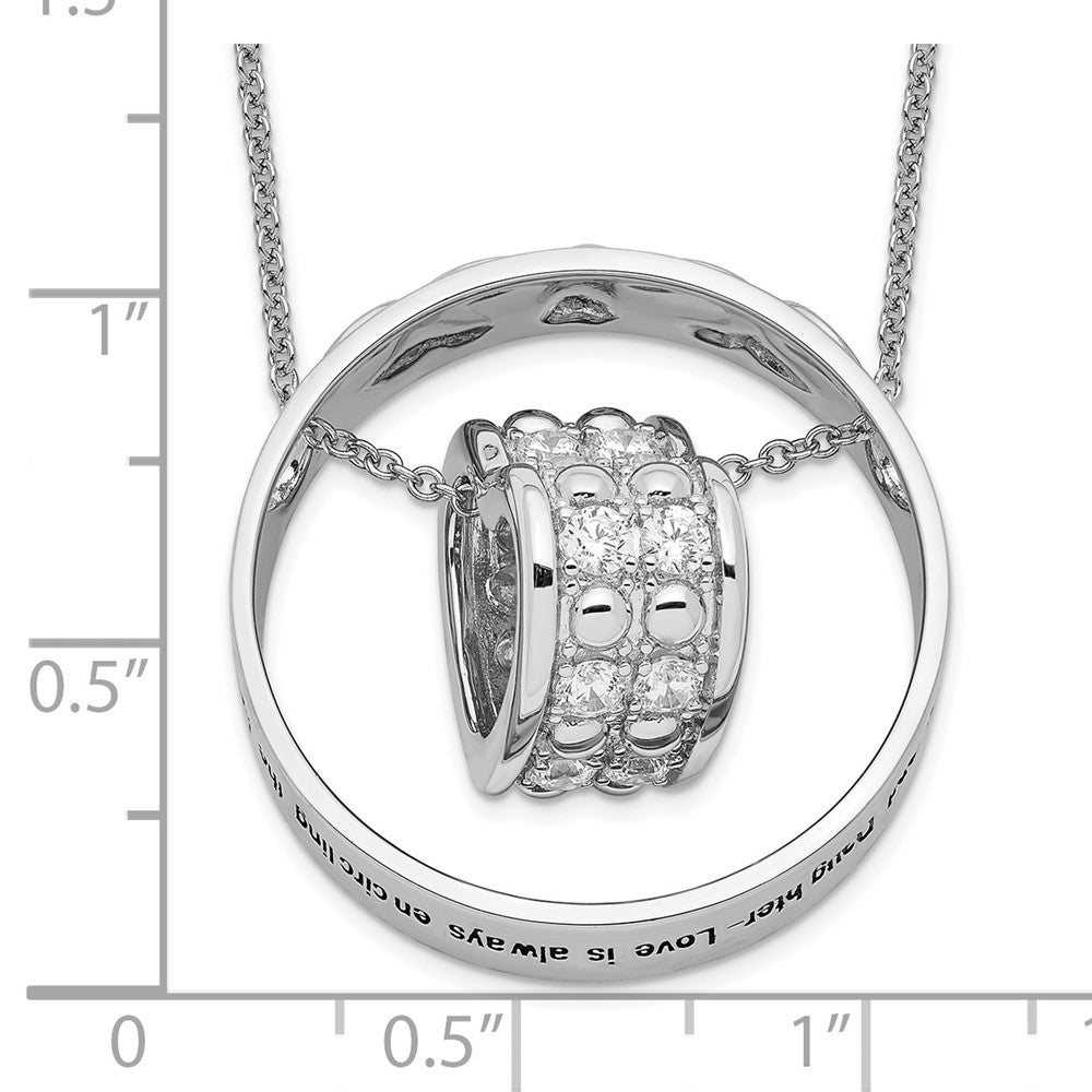 Sterling Silver Sentimental Expressions Rhodium-Plated Cz Antiqued Mother And Daughter 18 Inch Necklace