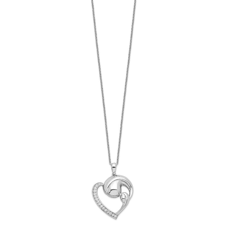 Sterling Silver Sentimental Expressions Rhodium-Plated Cz Motherhood 18In. Necklace