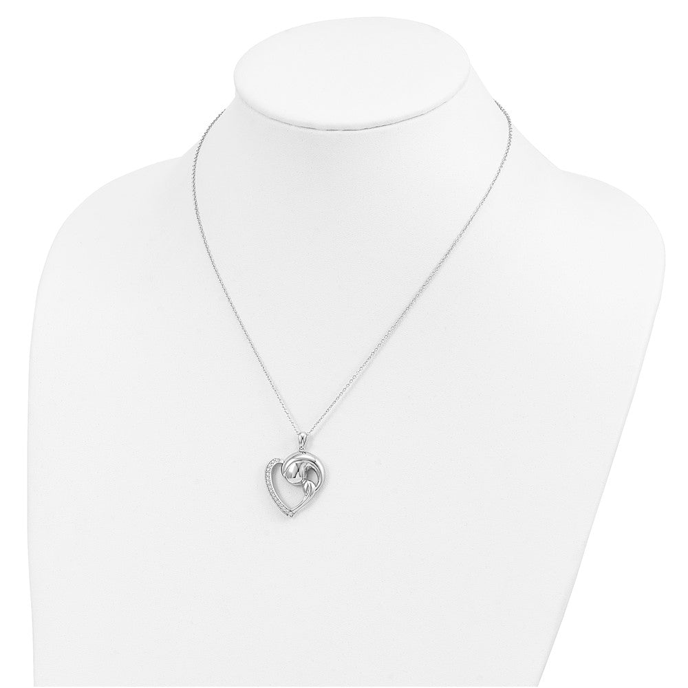 Sterling Silver Sentimental Expressions Rhodium-Plated Cz Motherhood 18In. Necklace