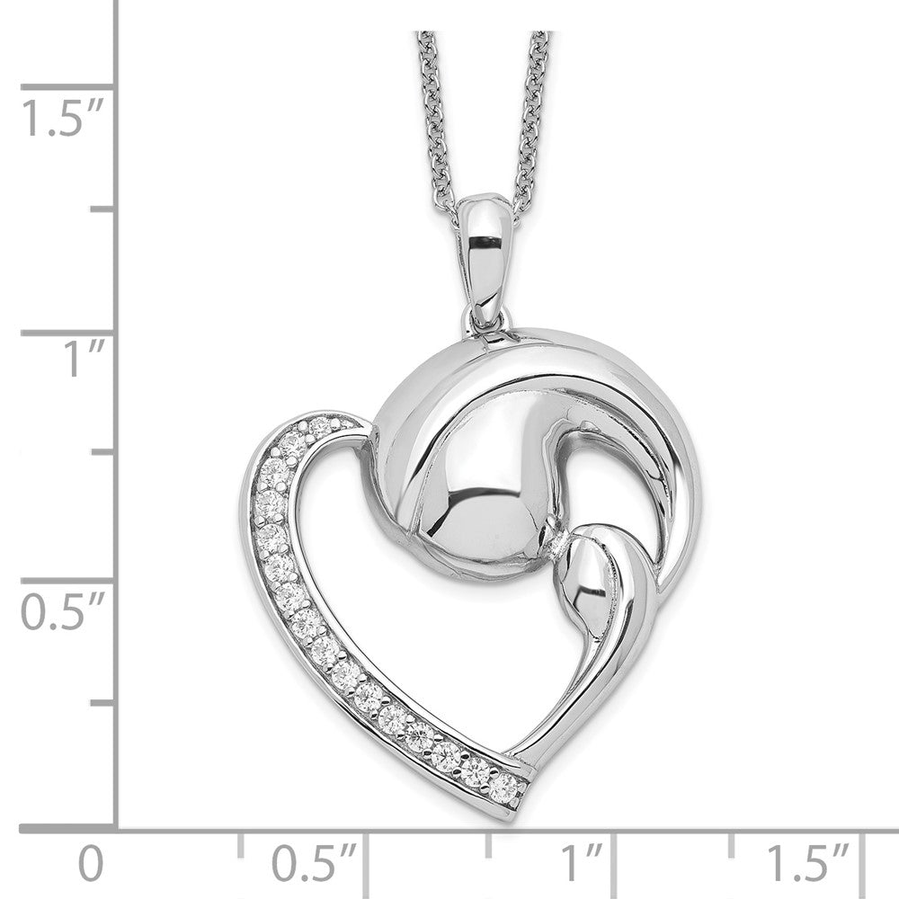 Sterling Silver Sentimental Expressions Rhodium-Plated Cz Motherhood 18In. Necklace