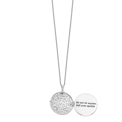 Sterling Silver Sentimental Expressions Rhodium-Plated Cz Antiqued Do Not Let Anyone Dull 18In. Necklace