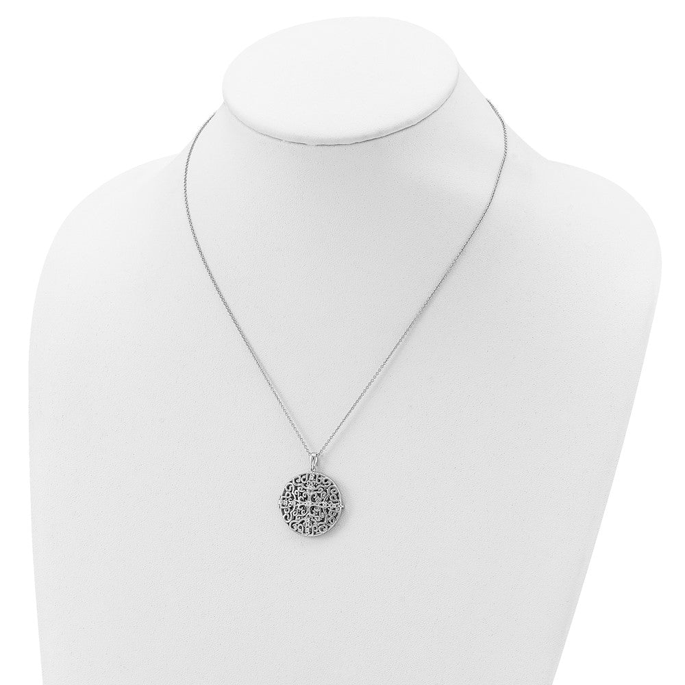 Sterling Silver Sentimental Expressions Rhodium-Plated Cz Antiqued Do Not Let Anyone Dull 18In. Necklace