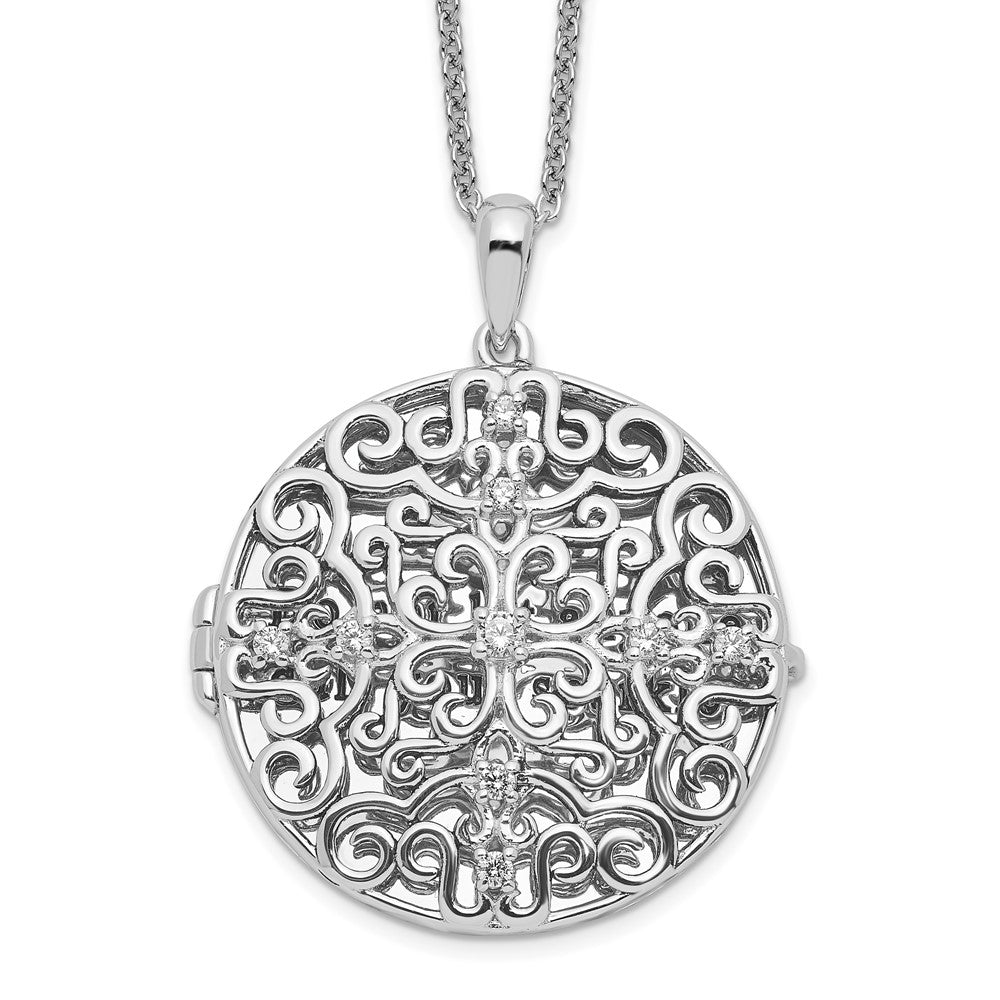 Sterling Silver Sentimental Expressions Rhodium-Plated Cz Antiqued Do Not Let Anyone Dull 18In. Necklace