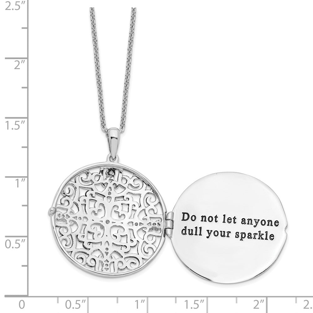 Sterling Silver Sentimental Expressions Rhodium-Plated Cz Antiqued Do Not Let Anyone Dull 18In. Necklace