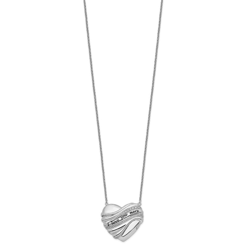 Sterling Silver Sentimental Expressions Rhodium-Plated Antiqued I Love You More 18In. Necklace