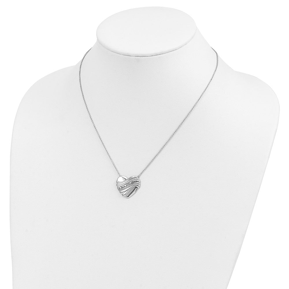 Sterling Silver Sentimental Expressions Rhodium-Plated Antiqued I Love You More 18In. Necklace