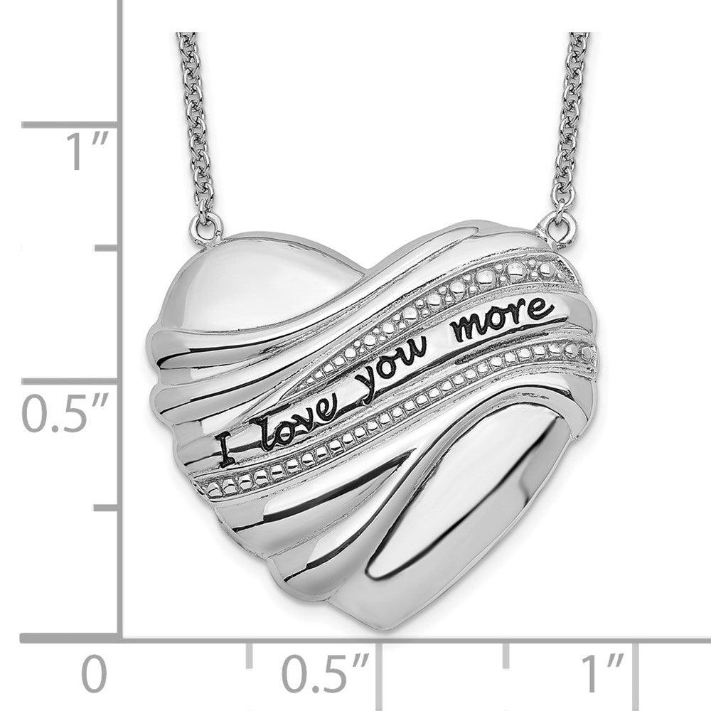 Sterling Silver Sentimental Expressions Rhodium-Plated Antiqued I Love You More 18In. Necklace