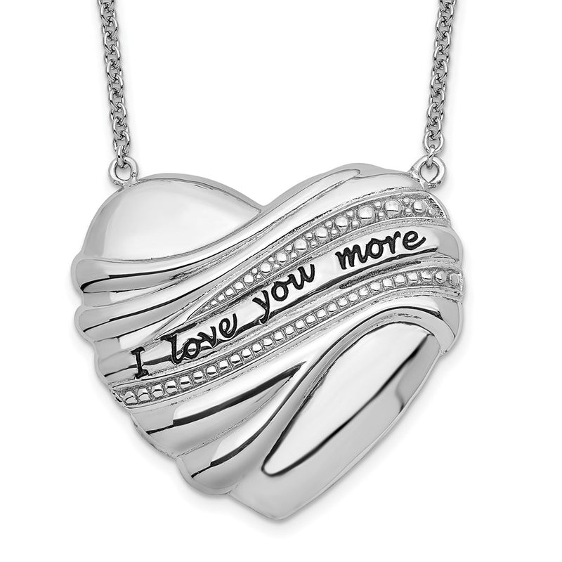 Sterling Silver Sentimental Expressions Rhodium-Plated Antiqued I Love You More 18In. Necklace
