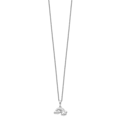 Sterling Silver Sentimental Expressions Rhodium-Plated Cz Paint Rainbows 14In. Necklace With 2In. Ext