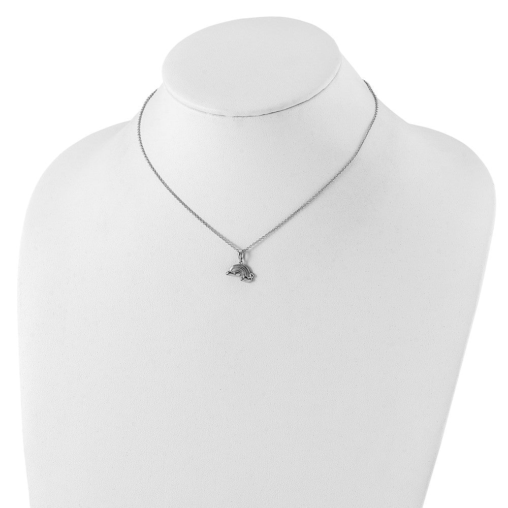 Sterling Silver Sentimental Expressions Rhodium-Plated Cz Paint Rainbows 14In. Necklace With 2In. Ext