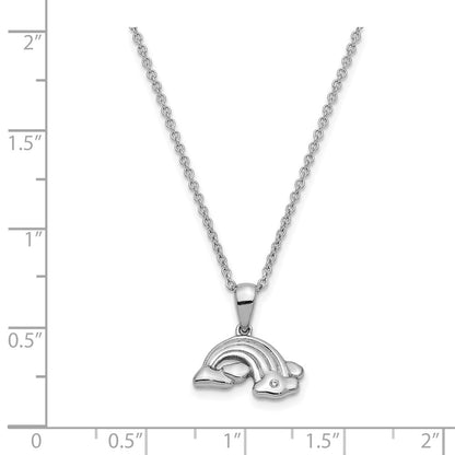 Sterling Silver Sentimental Expressions Rhodium-Plated Cz Paint Rainbows 14In. Necklace With 2In. Ext
