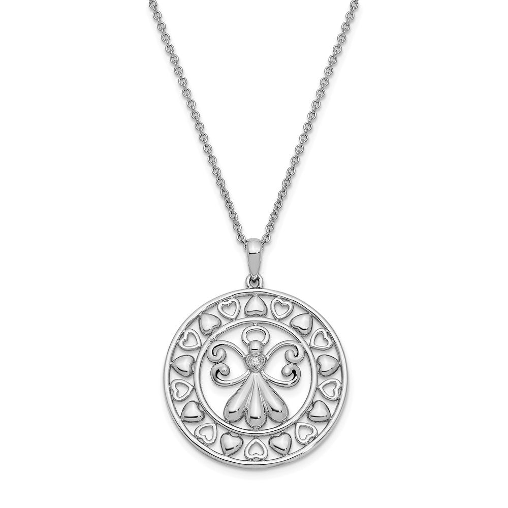 Sterling Silver Sentimental Expressions Rhodium-Plated Cz Angels On Assignment 18In. Necklace