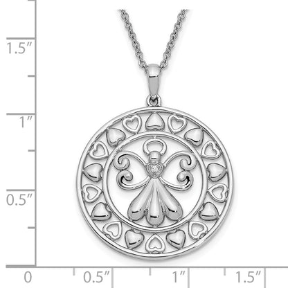 Sterling Silver Sentimental Expressions Rhodium-Plated Cz Angels On Assignment 18In. Necklace