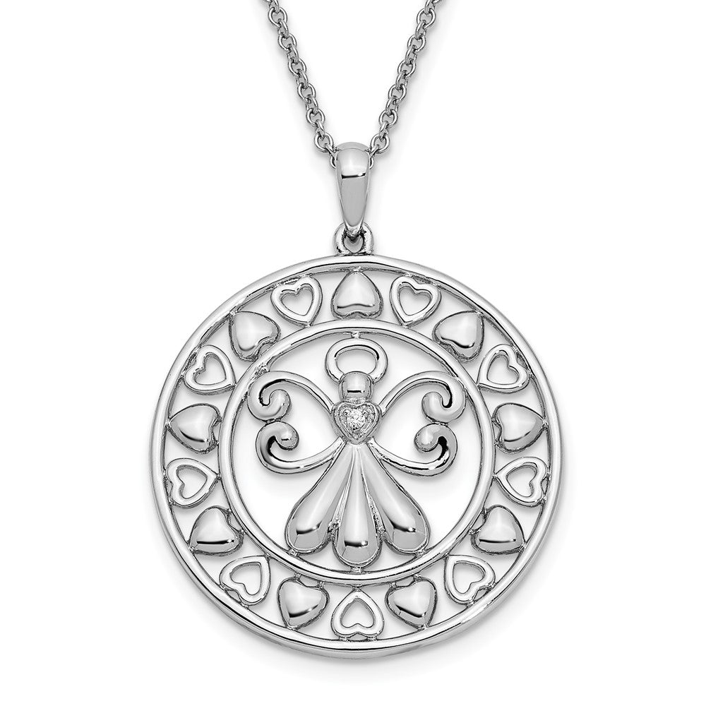 Sterling Silver Sentimental Expressions Rhodium-Plated Cz Angels On Assignment 18In. Necklace