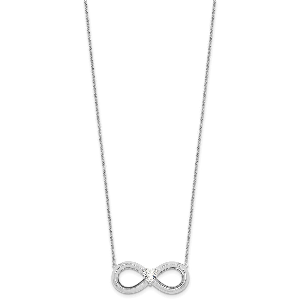 Sterling Silver Sentimental Expressions Rhodium-Plated Cz Antiqued Forever 19In. Necklace