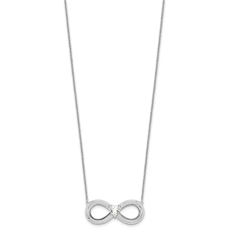 Sterling Silver Sentimental Expressions Rhodium-Plated Cz Antiqued Forever 19In. Necklace