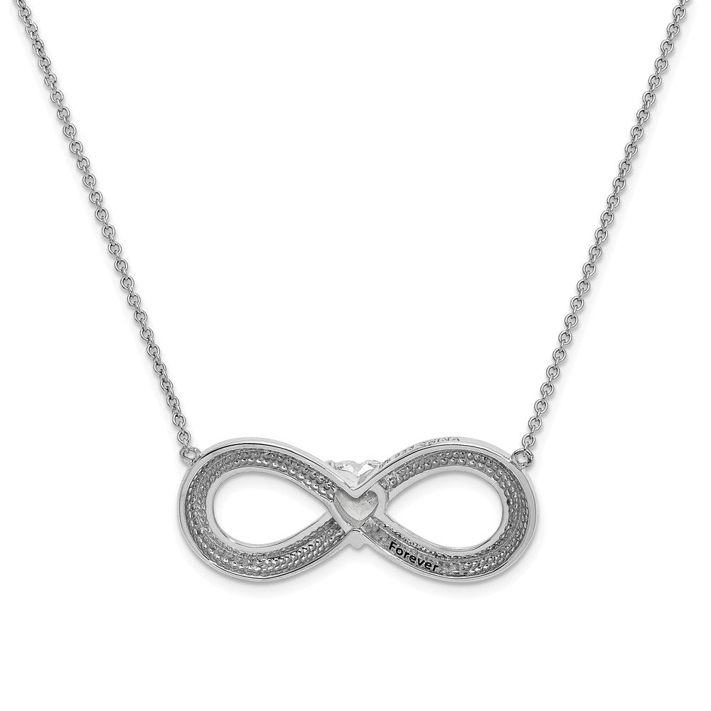 Sterling Silver Sentimental Expressions Rhodium-Plated Cz Antiqued Forever 19In. Necklace