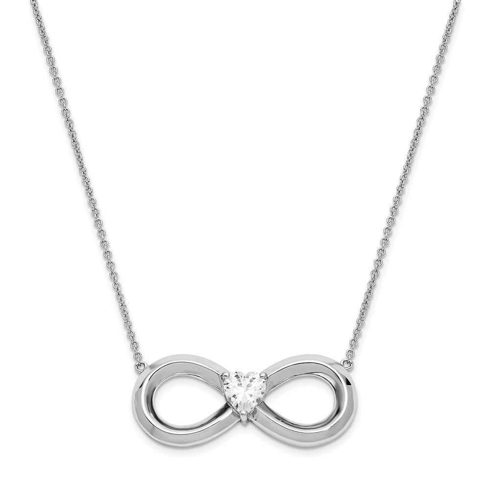Sterling Silver Sentimental Expressions Rhodium-Plated Cz Antiqued Forever 19In. Necklace