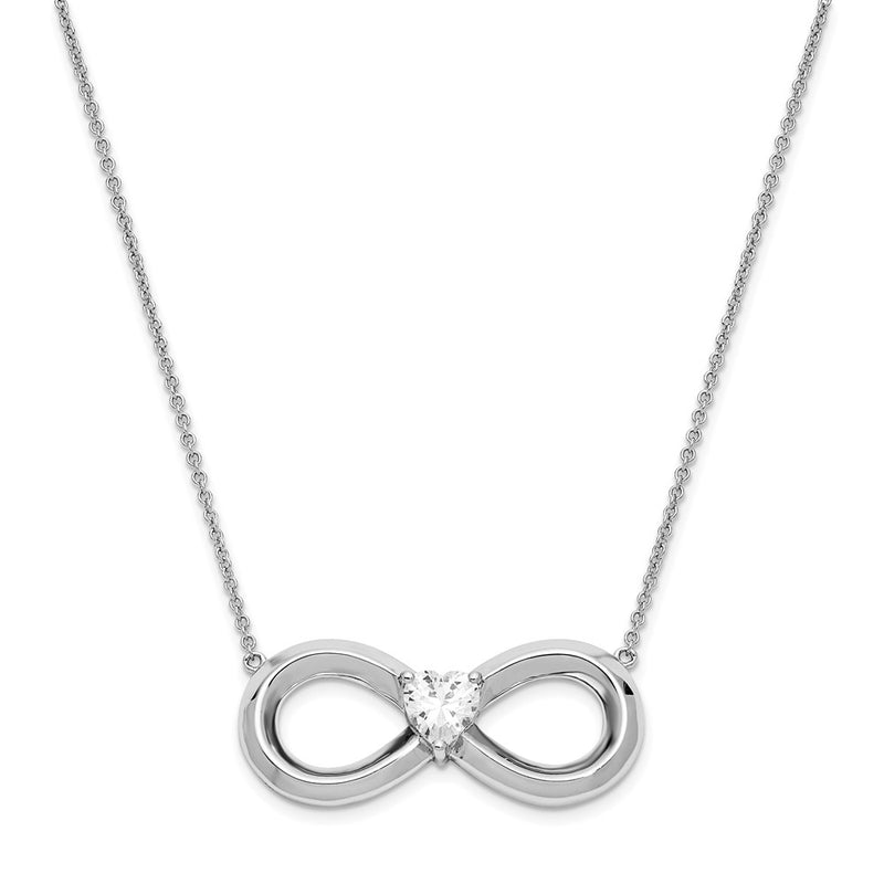 Sterling Silver Sentimental Expressions Rhodium-Plated Cz Antiqued Forever 19In. Necklace
