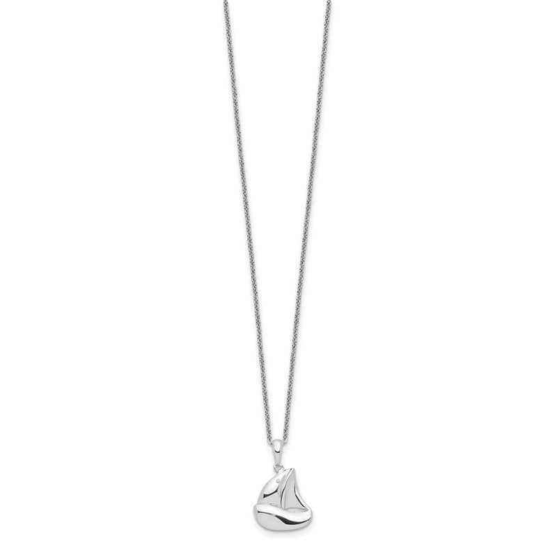 Sterling Silver Sentimental Expressions Rhodium-Plated Cz Explore Your World 14In. Necklace With 2In. Ext