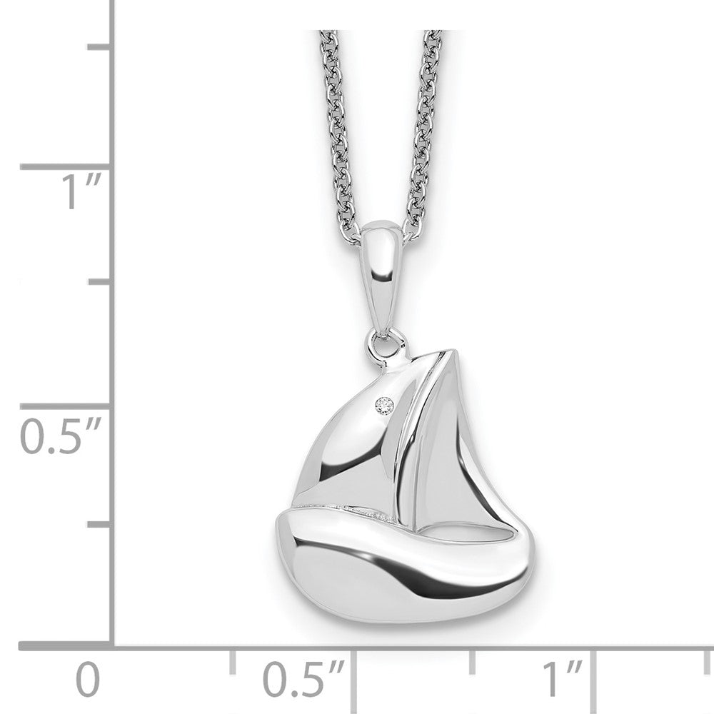 Sterling Silver Sentimental Expressions Rhodium-Plated Cz Explore Your World 14In. Necklace With 2In. Ext