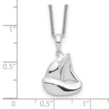 Sterling Silver Sentimental Expressions Rhodium-Plated Cz Explore Your World 14In. Necklace With 2In. Ext